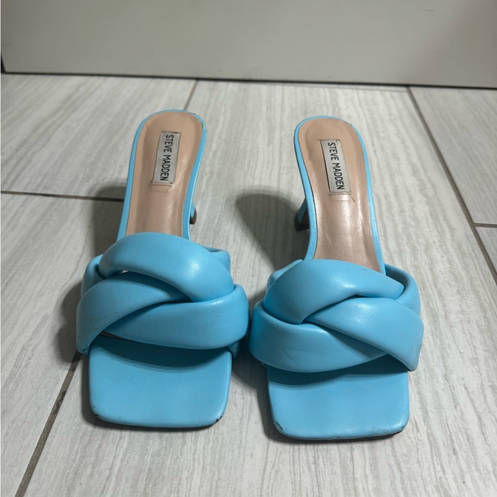 Steve Madden Blue Heels with Twisted Strap Design